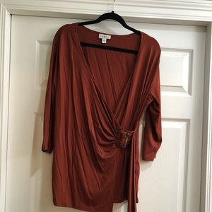 Coldwater Creek Faux wrap Shirt with 3/4 Sleeve